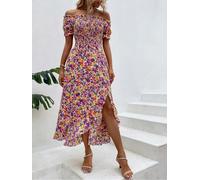 vestito maxi abito donna elegante lungo colorato fiori bohemian Boho chic 71536