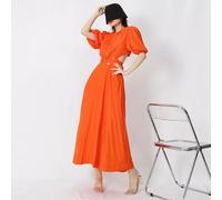 vestito maxi abito elegante lungo arancione traforato bohemian Boho chic 28246