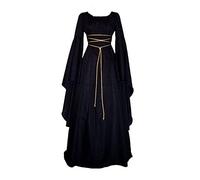 Vestito medievale da donna, a maniche lunghe, con maniche a tromba