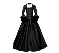 Vestito medievale da donna gotico, abito da principessa vittoriano, abito da sera lungo, per carnevale, cosplay, feste, Halloween, costume da rinascimento, maxi abito da cocktail, gonna a pieghe, Nero