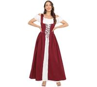 Vestito Medievale da Donna Vestito a Maniche Corte Retrò Curvy Lungo Abito Carnevale Gotico Costume con Bretelle Rinascimentale Donne Abito Lungo Carnevale Halloween Vittoriano Costume Vacanze