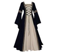 Vestito Medievale da donna, vestito medievale da donna, taglia media, grande, elegante, elegante, maniche a tromba, vintage, vittoriano, gotico, abbigliamento per Halloween