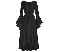 Vestito Medievale Donna Curvy Abiti Estivo Abito Halloween Gotico Costumi | Abiti Strega con Maniche a Tromba, Vestiti Gotico in Stile Rinascimentale, Costumi Nobile per Carnevale Cosplay Costume Lungo