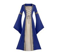 Vestito Medievale Donna Tinta Unita con Maniche a Sbuffo Abito Gotico Rinascimentale Solido Gonna a Volant in Rete Vintage Elegante Vestiti da Sera da Cocktail Cosplay Festa di Halloween
