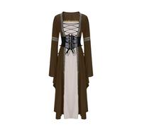 Vestito Medioevo Donna, Abito Gotico Elegante da Cosplay con Scollo e Maniche Lunghe per Eventi Storici e Festival