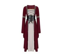 Vestito Medioevo Donna, Abito Gotico Elegante da Cosplay con Scollo e Maniche Lunghe per Eventi Storici e Festival