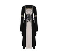 Vestito Medioevo Donna, Abito Gotico Elegante da Cosplay con Scollo e Maniche Lunghe per Eventi Storici e Festival