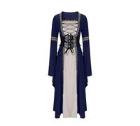 Vestito Medioevo Donna, Abito Gotico Elegante da Cosplay con Scollo e Maniche Lunghe per Eventi Storici e Festival
