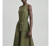 Vestito midi casual senza maniche a-line di colore unito per donne, primavera/estate 2025, colore verde salvia, adatto per laurea, Pasqua, feste, vacanze, spiaggia, damigella d'onore L,M,S,XSColore un