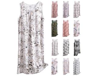 Vestito midi da donna estivo con tasche senza maniche, camicia da notte a fiori, camicia da notte estiva, camicia da notte da donna, biancheria da notte, spalline larghe, camicia da notte senza