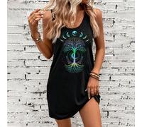Vestito mini da donna casual e minimalista, con grafica ad albero della vita ed eclissi lunare, adatto per l'estate L,M,S,XL,XS,XXL,XXS,XXXL,XXXXLAnimale,Grafico,Colore unicoTessuto in maglia