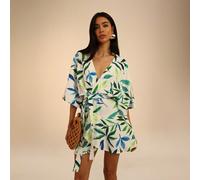 Vestito mini verde con incrocio davanti e laccetti laterali, outfit estivi per donne, vestito da vacanza, vestito da festa L,M,S,XL,XS,XXL,XXS,XXXL,XXXXLTropicaleTessuto intrecciato