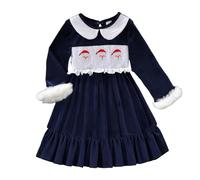 Vestito Natale Bambina 2 Anni - Elegante Abito da Festa per Ragazze con Ricami E Finiture in Velluto per Le Celebrazioni Festive delle Vacanze E (Blue 9-12 Months)