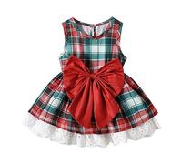 Vestito Natale Bambina 2 Anni - Le Ragazze del Bambino Senza Maniche Natalizi Stampano Abiti da Ballo con Balze (Red 6-12 Months)