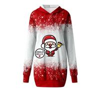 Vestito Natale da Donna- Felpe Natalizie con Cappuccio Taglie Forti Abiti Felpa Maglie Lunga Stampate Natalizi Costumi di Donna Natale Babbo Mini Abito Invernale Felpa Natale Mini Abiti Natale