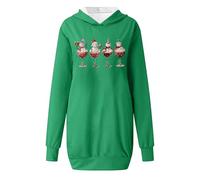 Vestito Natale Donna - Felpa Con Cappuccio Curvy Taglie Forti Abiti Felpa Maglie Lunga Stampate Natalizi Costumi Di Donna Natale Babbo Mini Abito Invernale Felpa Natale Donna Pullover Regalo Di Natale