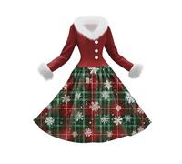 Vestito Natalizio Donna Abito Natalizio Donna - Vintage Vestiti Maniche Lunghe Abiti Eleganti Christmas Slim Invernali Curvy Dance Party on Cintura Moda Festa Abbigliamento Verde Scuro S