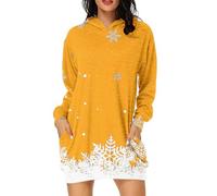 Vestito Natalizio Donna, Felpa Abito Donna con Cappuccio con Tasche Renna Mini Hoodie Casual Eleganti Vintage Manica Lunga Girocollo Taglie Forti Corto Vestiti Donna Invernali Natale da Famiglia