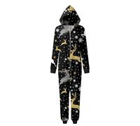 Vestito natalizio genitore-figlio con renna che salta con cappuccio, per momenti di famiglia accoglienti nella stagione festiva, Nero , XXL