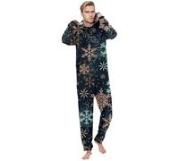 Vestito natalizio genitore-figlio con stampa a fiocchi di neve colorata con cerniera con cappuccio come comoda tuta per tutta la famiglia, Nero , XXL