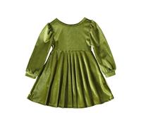 Vestito Natalizio per Bambina - Abiti da Bambina A Maniche Lunghe con Fiocco Bowknot Scava Fuori Abiti da Principessa (Green 12-18 Months)