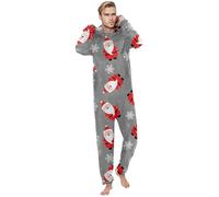 Vestito natalizio per genitori, bambini, con pupazzo di neve, Babbo Natale, con cappuccio e cerniera, tuta accogliente per tutta la famiglia per la stagione festiva, grigio., S