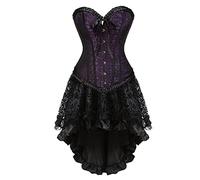 Vestito Nero Halloween Corsetto Donna Medievale Elegante Cintura Corset Pirata Bustino Push up Shapewear Lingerie Festa Bustini Vintage Fascia Elastica Corsetti Halloween Corpetto Top Gotico S-XXL