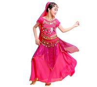 Vestito Odalisca Bambina Ragazze Belly Dance Indianodel Costume Ballo InsiemiCarnevale Orientale Ragazzedanze del Ventre Vestiti Bambin Gonna Frange Ragazze Costume Jasmine Bambina