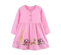 Vestito pasquale a maniche corte per bambina, in cotone, casual, con applique, Colore: rosa., 1-2 Anni