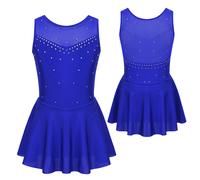 Vestito Pattinaggio Artistico Bambina Senza Maniche con Strass Body Ginnastica