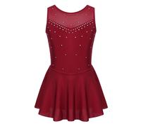 Vestito Pattinaggio Artistico Bambina Senza Maniche con Strass Body Ginnastica