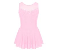 Vestito Pattinaggio Artistico Bambina Senza Maniche con Strass Body Ginnastica