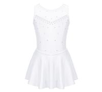 Vestito Pattinaggio Artistico Bambina Senza Maniche con Strass Body Ginnastica