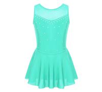 Vestito Pattinaggio Artistico Bambina Senza Maniche con Strass Body Ginnastica