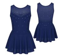 Vestito Pattinaggio Artistico Bambina Senza Maniche con Strass Body Ginnastica
