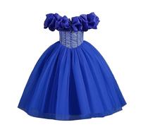 Vestito per Bambina Tulle Senza Maniche Estivo Elegante Abito per Bambini con Una Spalla Vestito Battesimo Bimba Battesimo Feste di Compleanno Vestito da Sposa Nozze (Blue, 12-13 Years)