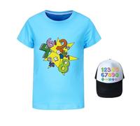 Vestito per Il Giorno del Numero per Bambini, Maglietta con Stampa Digitale Carina e Cappello Abbinato (Sky Blue, 15-16 Years)