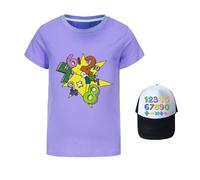Vestito per Il Giorno del Numero per Bambini, Maglietta con Stampa Digitale Carina e Cappello Abbinato (Purple, 12-24 Months)