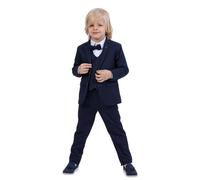 Vestito per ragazzi | Set da 5 pezzi camicia, pantaloni, gilet, giacca e papillon | Abbigliamento formale e per feste per ragazzi di età compresa tra 1 e 13 anni, blu navy, 2-3 Anni