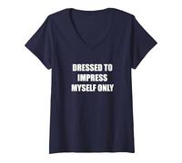 Vestito per stupire Solo Me Stesso Maglietta con Collo a V, Donna, Navy, M