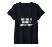 Vestito per stupire Solo Me Stesso Maglietta con Collo a V, Donna, Nero, XXL
