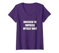 Vestito per stupire Solo Me Stesso Maglietta con Collo a V, Donna, Viola, M