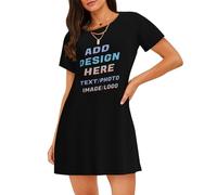 Vestito Personalizzato - Il Tuo con Foto Testo Nome per Creare Il Tuo Vestito con - Personalizza Vestito Donna Estivo Corto - Abito Estivo da Donna a Maniche Corte L