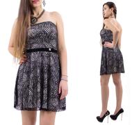 ❤ Vestito pizzo donna miniabito bicolore abito vestitino bandeau party corto ❤