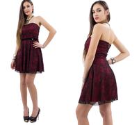 ❤ Vestito pizzo donna miniabito bicolore abito vestitino bandeau party corto ❤