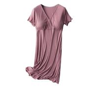 Vestito premaman a maniche corte per allattamento al seno senza usura reggiseno uscire post-partum allattamento al seno estivo abito premaman pancia per le donne, Rosso anguria, XXL