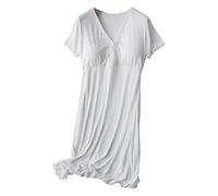 Vestito premaman a maniche corte per allattamento al seno senza usura reggiseno uscire post-partum allattamento al seno estivo abito premaman pancia per le donne, bianco, L