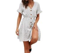 Vestito Premaman Estivo Vestito Premaman in Chiffon a Pois, Abbigliamento Estivo, Abiti alla Moda for Donne Incinte, Abbigliamento for la Gravidanza(White,M)