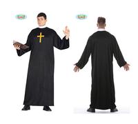 VESTITO PRETE SACERDOTE ADULTO CARNEVALE CHIESA GUIRCA TRAVESTIMENTO TONACA NERA