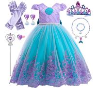 Vestito Principessa Bambina, Sirena Vestito Costume con Corona Set, 150